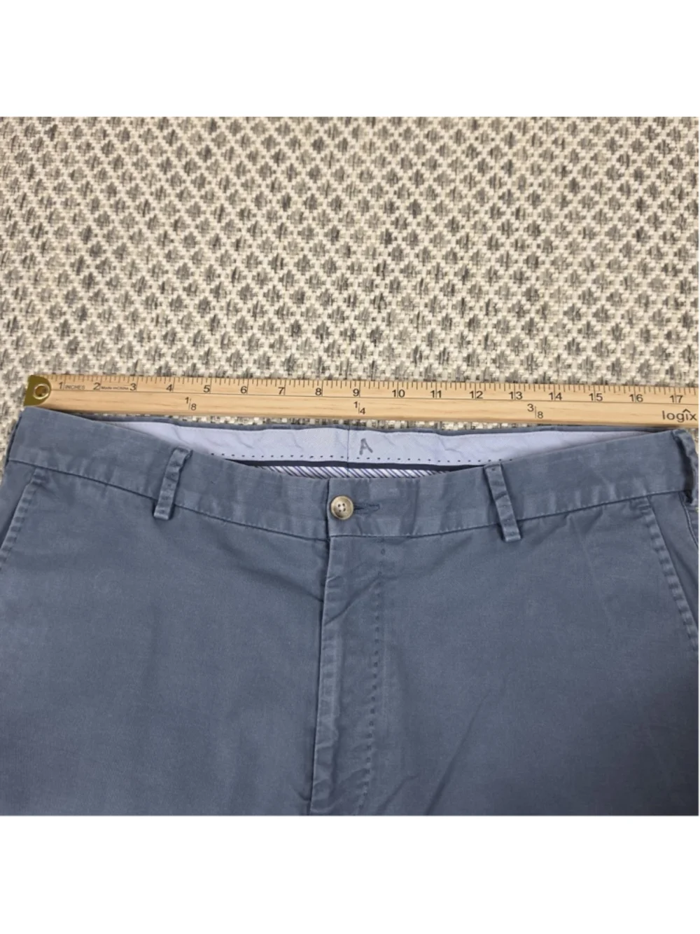 Peter Millar Mens Blue Chino Shorts Size 34 Flat Front Golf Casual Pima Cotton